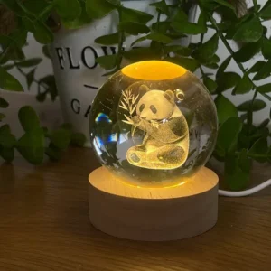 Panda tək İşıqlı Kristal Kürə (Kiçik 5.5 x 7.5 sm) - Grido hədiyyə mağazası