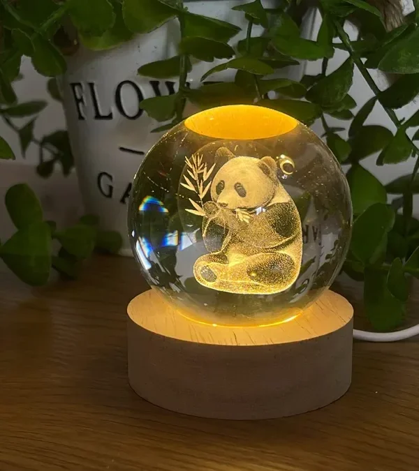 Panda tək İşıqlı Kristal Kürə (Kiçik 5.5 x 7.5 sm) - Grido hədiyyə mağazası