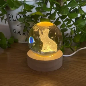 Pişik Kəpənəkli İşıqlı Kristal Kürə (Kiçik 5.5 x 7.5 sm) - Grido hədiyyə mağazası