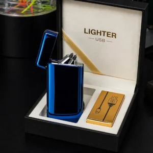 Premium Hədiyyəlik Elektrikli Alışqan 619 Mavi– USB İlə Doldurulan, Hədiyyəlik Alışqan - Grido hədiyyə mağazası