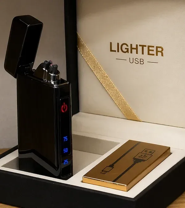 Premium Hədiyyəlik Elektrikli Alışqan 619 Qara– USB İlə Doldurulan, Hədiyyəlik Alışqan - Grido hədiyyə mağazası