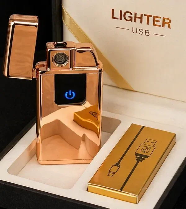 Premium Hədiyyəlik Elektrikli Alışqan 619 Qızılı– USB İlə Doldurulan, Hədiyyəlik Alışqan - Grido hədiyyə mağazası
