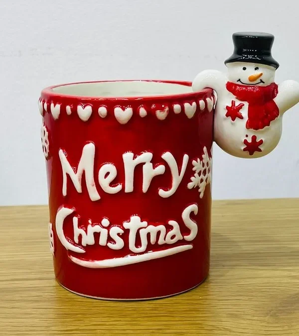 Qaradam Dekorlu Qırmızı Merry Christmas Fincanı - Grido hədiyyə mağazası