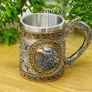 Qartal Naxışlı Metal Fincan (Paslanmayan Polad İçlikli) - Grido hədiyyə mağazası