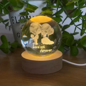 Qız-Oğlan Love İşıqlı Kristal Kürə (Kiçik 5.5 x 7.5 sm) 8448 - Grido hədiyyə mağazası