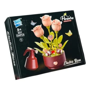 Qızılgül Konstruksiya Dəsti Açılıb Bağlanan– Flower Building Block Dekoru - Grido hədiyyə mağazası
