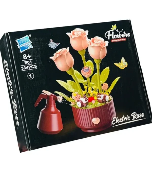Qızılgül Konstruksiya Dəsti Açılıb Bağlanan– Flower Building Block Dekoru - Grido hədiyyə mağazası