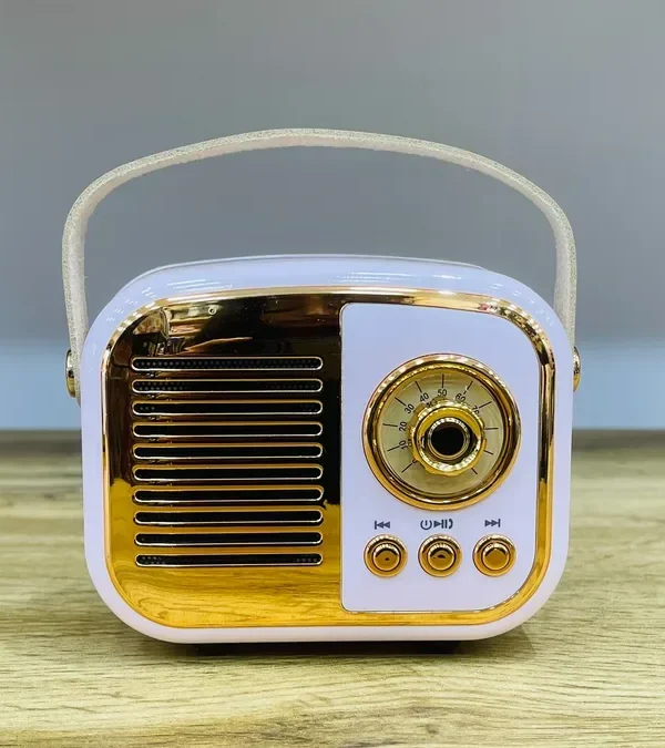 Retro Dizaynlı Çəhrayı Bluetooth Mini Radio Səsucaldıcı - Grido hədiyyə mağazası