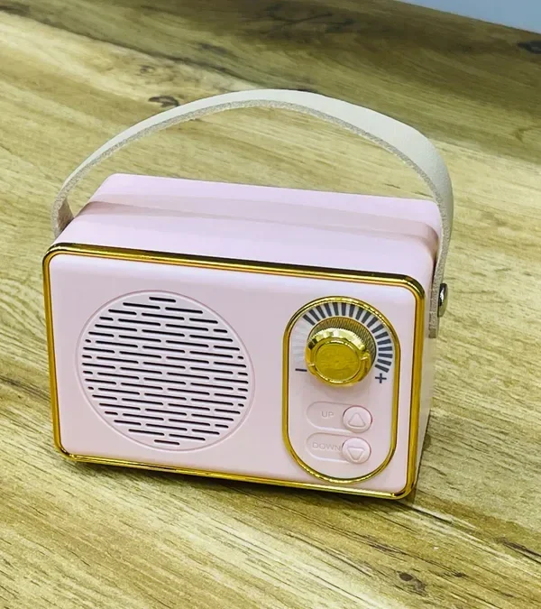 Retro Dizaynlı Çəhrayı Bluetooth Mini Səsucaldıcı - Grido hədiyyə mağazası