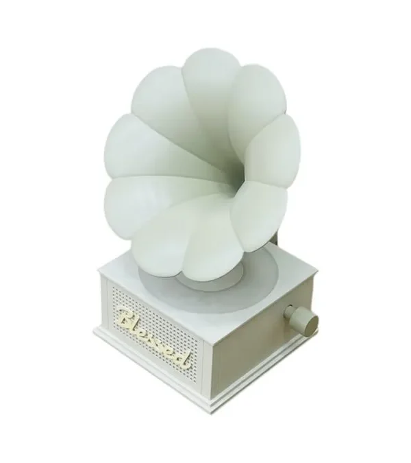 Retro Qramofon Dizaynlı Boz İşıqlı Bluetooth Dinamik - Grido hədiyyə mağazası