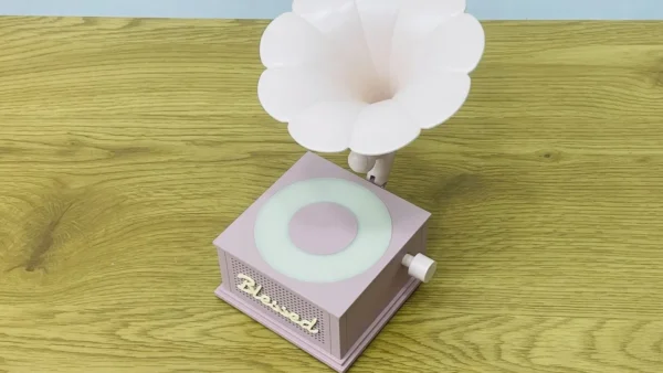 Retro Qramofon Dizaynlı Çəhrayı İşıqlı Bluetooth Dinamik - Grido hədiyyə mağazası