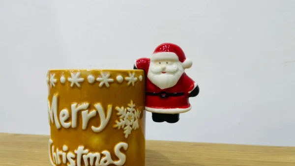 Santa Dekorlu Sarı Merry Christmas Fincanı - Grido hədiyyə mağazası