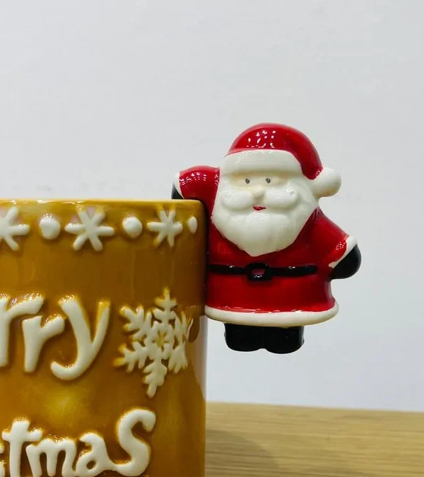 Santa Dekorlu Sarı Merry Christmas Fincanı - Grido hədiyyə mağazası