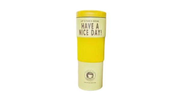 Sarı Rezinli 600 ml Termos Fincan Have A Nice Day - Grido hədiyyə mağazası