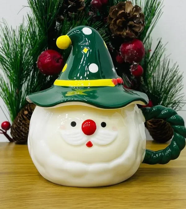 Şən Santa Dizaynlı Yaşıl Yeni İl Fincanı - Grido hədiyyə mağazası