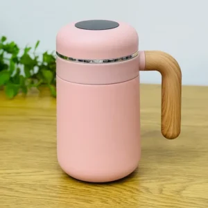 Termos Stəkan Dərəcə Göstərən Çəhrayı – Temperatur Göstəricili (500 ml) - Grido hədiyyə mağazası
