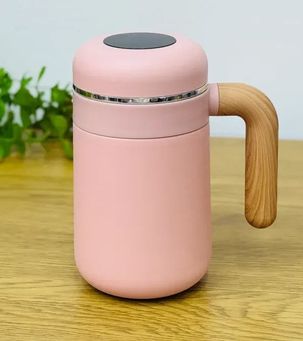 Termos Stəkan Dərəcə Göstərən Çəhrayı – Temperatur Göstəricili (500 ml) - Grido hədiyyə mağazası