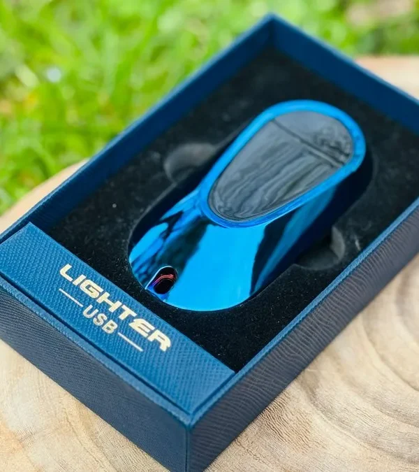 Toyota Dizayn Elektron Alışqan Göy 957– USB Şarjlı Açarlıq Brelok, Küləyə Davamlı Elektrikli Lighter (Göy Metal) - Grido hədiyyə mağazası