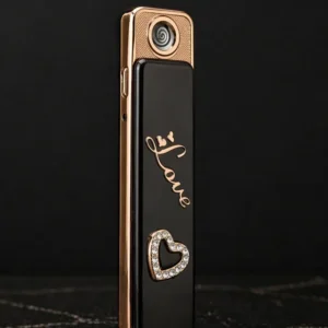 USB Şarjlı Elektron Alışqan Qara 6038, Sensorlu Alışqan, Metal Alışqan, Küləyə Davamlı Alışqan, Hədiyyəlik Alışqan (Love Dizayn) - Grido hədiyyə mağazası