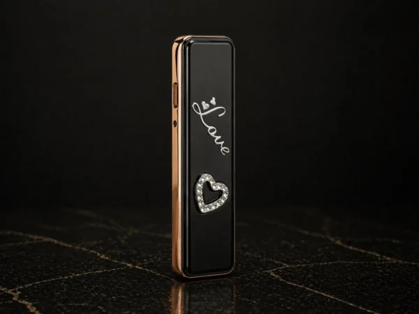 USB Şarjlı Elektron Alışqan Qara 6038, Sensorlu Alışqan, Metal Alışqan, Küləyə Davamlı Alışqan, Hədiyyəlik Alışqan (Love Dizayn) - Grido hədiyyə mağazası