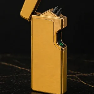 USB Şarjlı Elektron Alışqan Qızılı 6028, İkili Qığılcım Alışqan, Sensorlu Elektrik Alışqan, Küləyə Davamlı Metal Alışqan - Grido hədiyyə mağazası