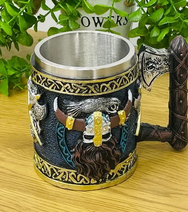 Viking Döyüşçü Dizaynlı Metal Fincan (Paslanmayan Polad İçlikli) - Grido hədiyyə mağazası