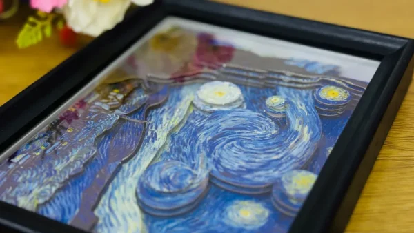 3D Çərçivə – “The Starry Night” Van Gogh 3D Yapışqanlı Kağız - Grido hədiyyə mağazası
