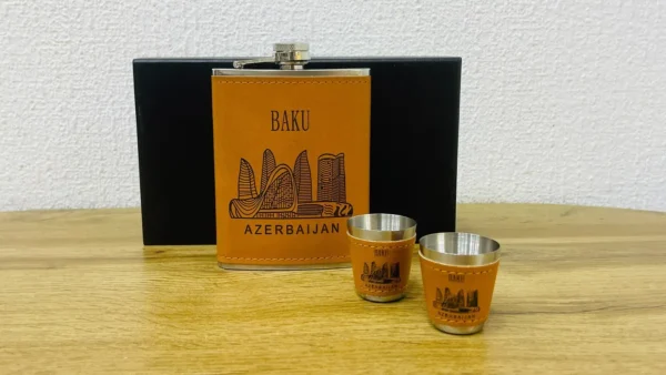 Bakı Suvenir Dəri İçki Qab Dəsti - Grido hədiyyə mağazası