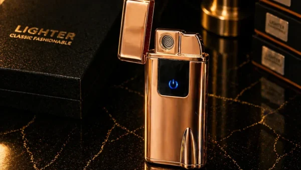 Hədiyyəlik Qızılı 615 USB Şarjlı Elektron Alışqan , Küləyə Davamlı Metal Çaxmaq - Grido hədiyyə mağazası
