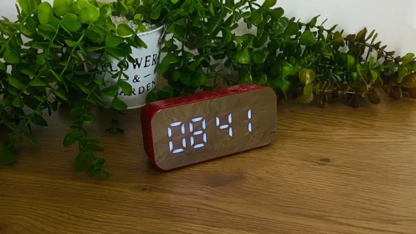 LED Güzgülü Masaüstü Saat (Bluetoothlu) – Qırmızı - Grido hədiyyə mağazası