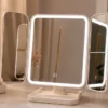 LED İşıqlı Qatlı Stolüstü Makiyaj Güzgüsü Ağ - Grido hədiyyə mağazası