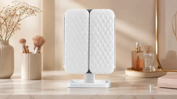LED İşıqlı Qatlı Stolüstü Makiyaj Güzgüsü Ağ - Grido hədiyyə mağazası