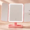 LED İşıqlı Qatlı Stolüstü Makiyaj Güzgüsü Çəhrayı - Grido hədiyyə mağazası