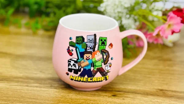 Minecraft Temalı Çəhrayı Keramika Fincan - Grido hədiyyə mağazası