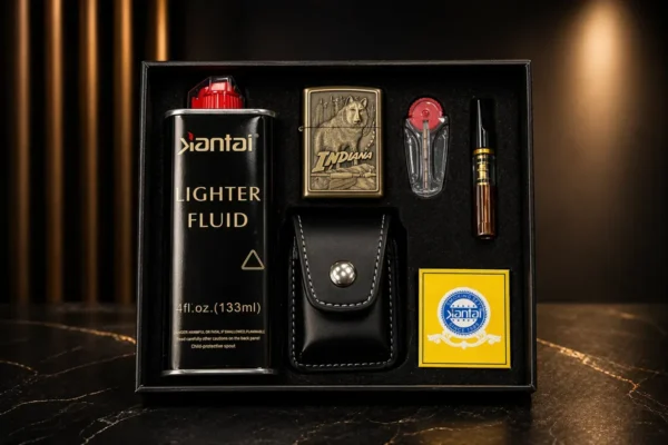 Premium Hədiyyə Seti – Benzinli Metal Alışqan, Alışqan Mayesi, Aksesuarlar Və Qoruyucu Qılıf Premium Hədiyyə Seti – Benzinli Metal Alışqan, Alışqan Mayesi, Aksesuarlar Və Qoruyucu Qılıf - Grido hədiyyə mağazası