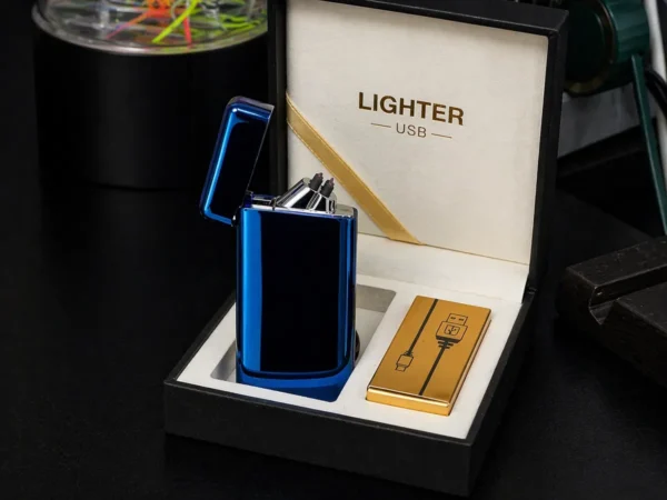 Premium Hədiyyəlik Elektrikli Alışqan 619 Mavi– USB İlə Doldurulan, Hədiyyəlik Alışqan - Grido hədiyyə mağazası