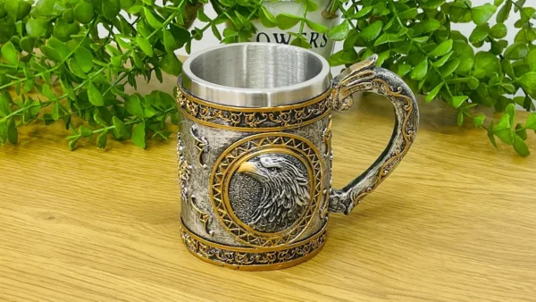 Qartal Naxışlı Metal Fincan (Paslanmayan Polad İçlikli) - Grido hədiyyə mağazası