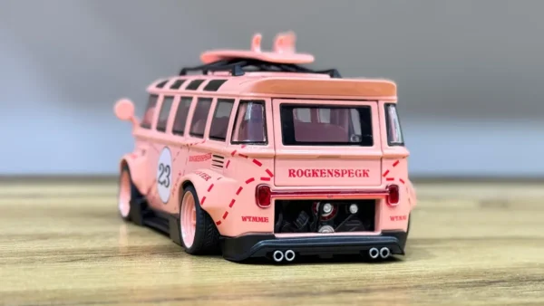 Retro Stil Çəhrayı Metal Avtobus Maketi - Grido hədiyyə mağazası