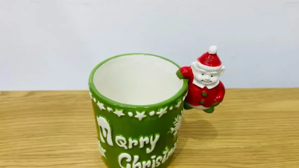Santa Dekorlu Yaşıl Merry Christmas Fincanı - Grido hədiyyə mağazası