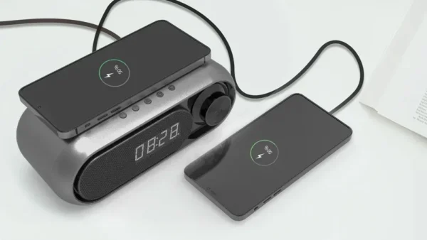 Simsiz Şarjlı Bluetooth Dinamik və Rəqəmsal Masaüstü Saat Simsiz Şarjlı Bluetooth Dinamik və Rəqəmsal Masaüstü Saat - Grido hədiyyə mağazası