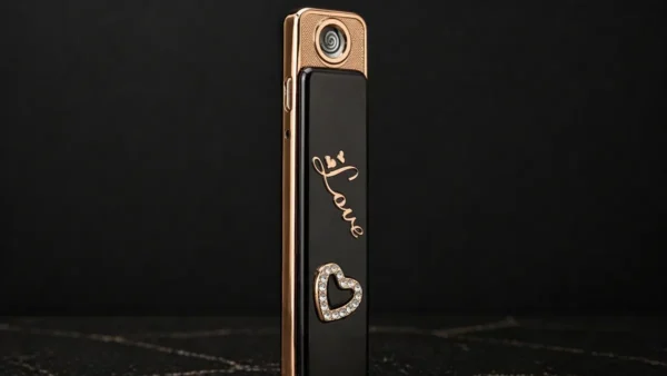 USB Şarjlı Elektron Alışqan Qara 6038, Sensorlu Alışqan, Metal Alışqan, Küləyə Davamlı Alışqan, Hədiyyəlik Alışqan (Love Dizayn) - Grido hədiyyə mağazası