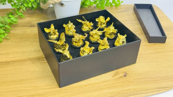 12 Bürc Heyvanlı Premium Rumka Dəsti Qızılı - Grido hədiyyə mağazası