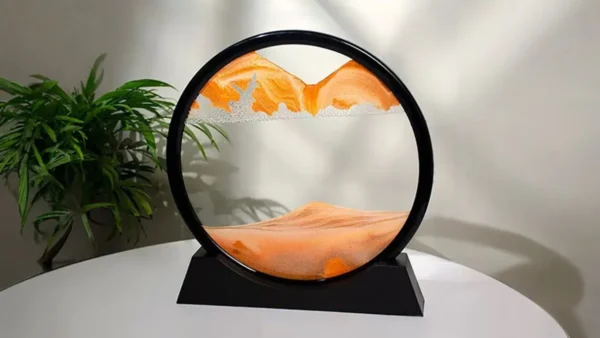 3D Qumlu Narıncı Dairəvi Dekor – Moving Sand Art (18 sm) - Grido hədiyyə mağazası