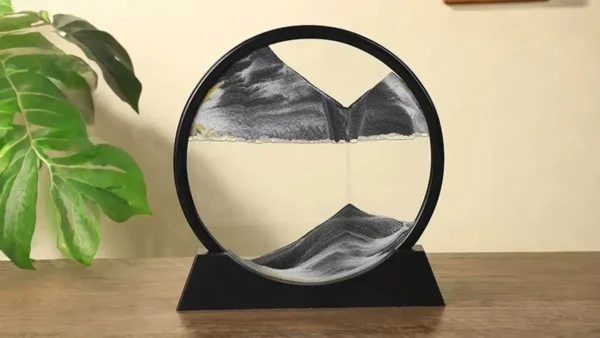 3D Qumlu Qara Dairəvi Dekor – Moving Sand Art (27 sm) - Grido hədiyyə mağazası