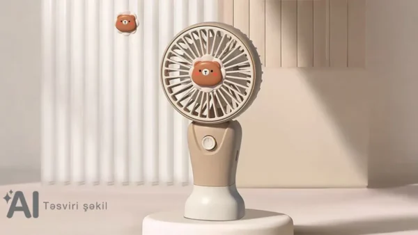 Ayıcıqlı Qəhvəyi Mini Sərinkeş Fan Dairə Başlıq CS1389 - Grido hədiyyə mağazası