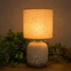 Dekorativ Krem Çiçəkli Keramika Masaüstü Lampa – 29 sm - Grido hədiyyə mağazası