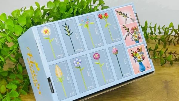 Flowers Building Blocks – Dekorativ Çiçək Buketi Mavi 680 Hissə - Grido hədiyyə mağazası