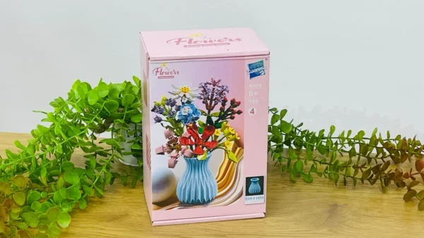 Flowers Building Blocks – Vazalı Dekorativ Çiçək Buketi Çəhrayı - Grido hədiyyə mağazası