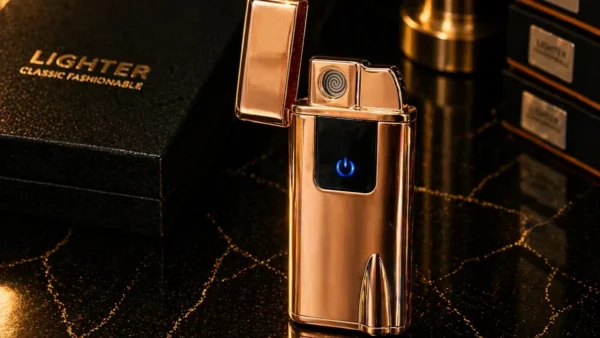 Hədiyyəlik Qızılı 615 USB Şarjlı Elektron Alışqan , Küləyə Davamlı Metal Çaxmaq - Grido hədiyyə mağazası