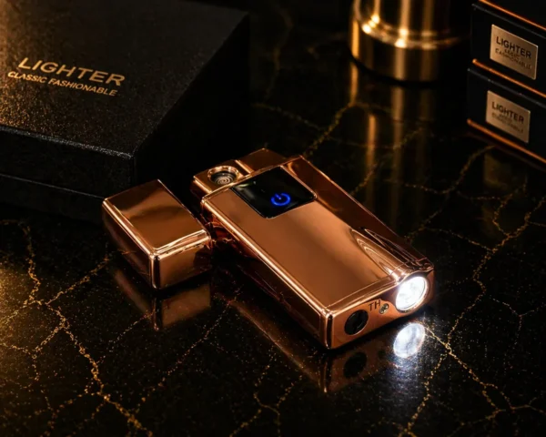 Hədiyyəlik Qızılı 615 USB Şarjlı Elektron Alışqan , Küləyə Davamlı Metal Çaxmaq - Grido hədiyyə mağazası